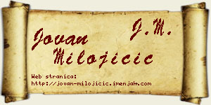Jovan Milojičić vizit kartica